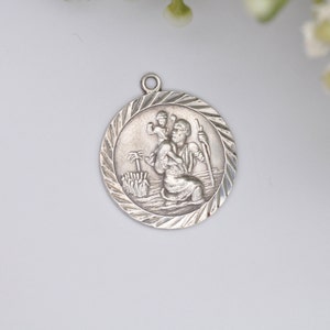 Vintage Sterling Silver St Christopher Charm Pendant