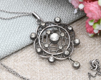 Collier Court Vintage - Pâte De Verre Et Pampilles Argentées - Sans Marque, Occasion