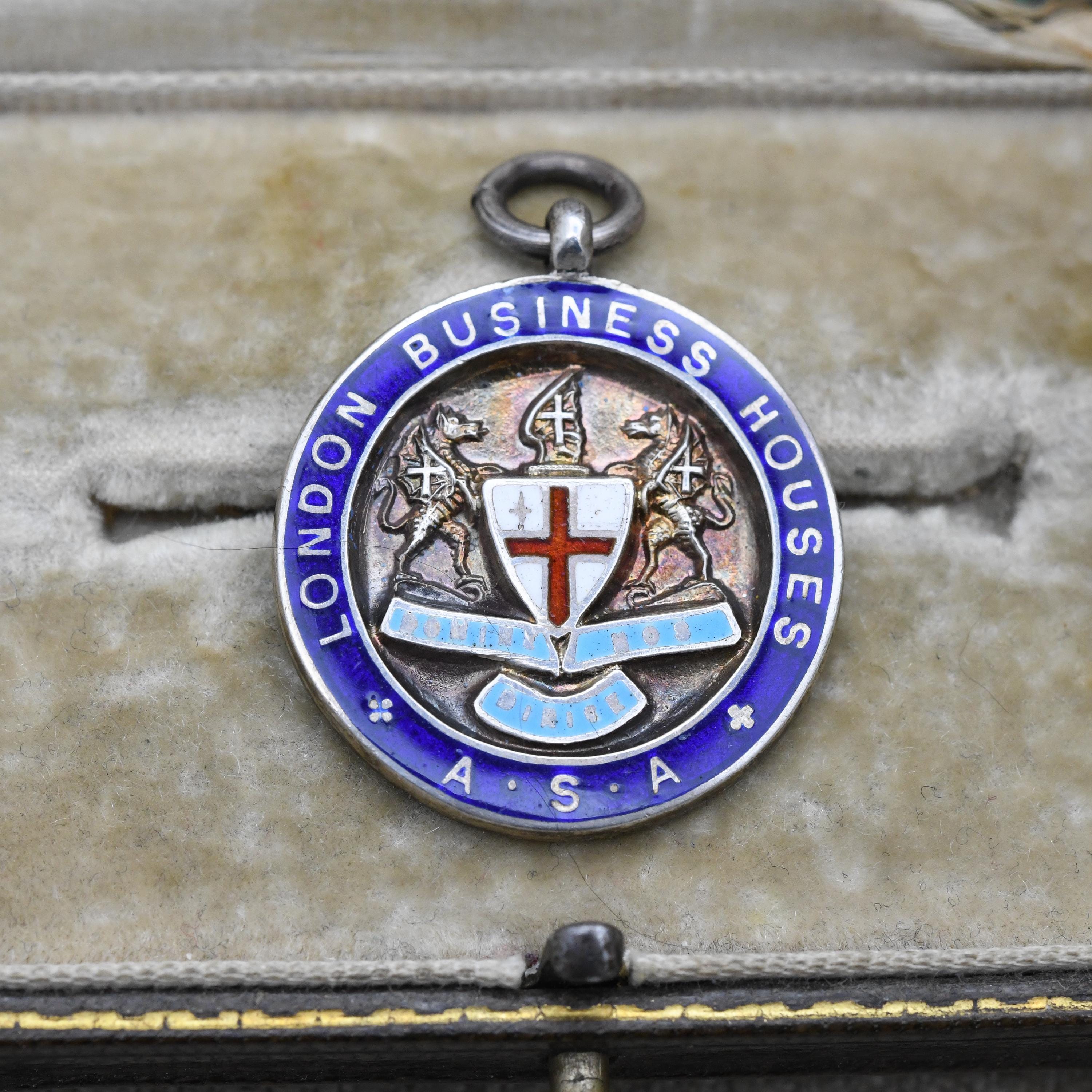 Vintage RARE London Business Houses ASA Bronze Enamel FOB