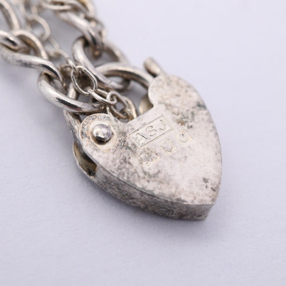 Vintage Sterling Silver Charm Bracelet with Heart… - image 5
