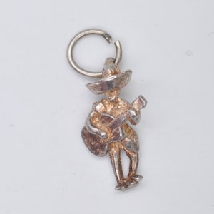 Vintage Sterling Silver Mariachi Charm / Pendant - Mexican Guitarist / Guitar / Instrument / Strings / Music / Charm Bracelet