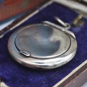 Antique Art Deco Sterling Silver Compact Mirror Locket Pendant by Adie & Lovekin 1920 image 9