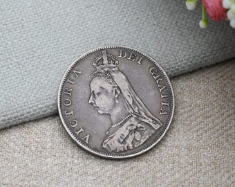 1889年 ヴィクトリア女王ダブルフローリン銀貨 - Etsy 日本