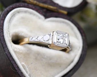 Vintage 22ct Gold Solitaire Diamond Engagement Ring 1940s - Small Size | UK Size - H | US Size - 3 3/4