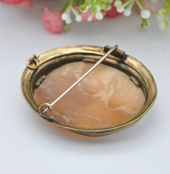 Antique Victorian Rolled Gold Cameo Brooch Pendan… - image 3