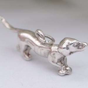Vintage Sterling Silver Sausage Dog Charm / Pendant - Dachshund / Pet / Dog / Charm Bracelet