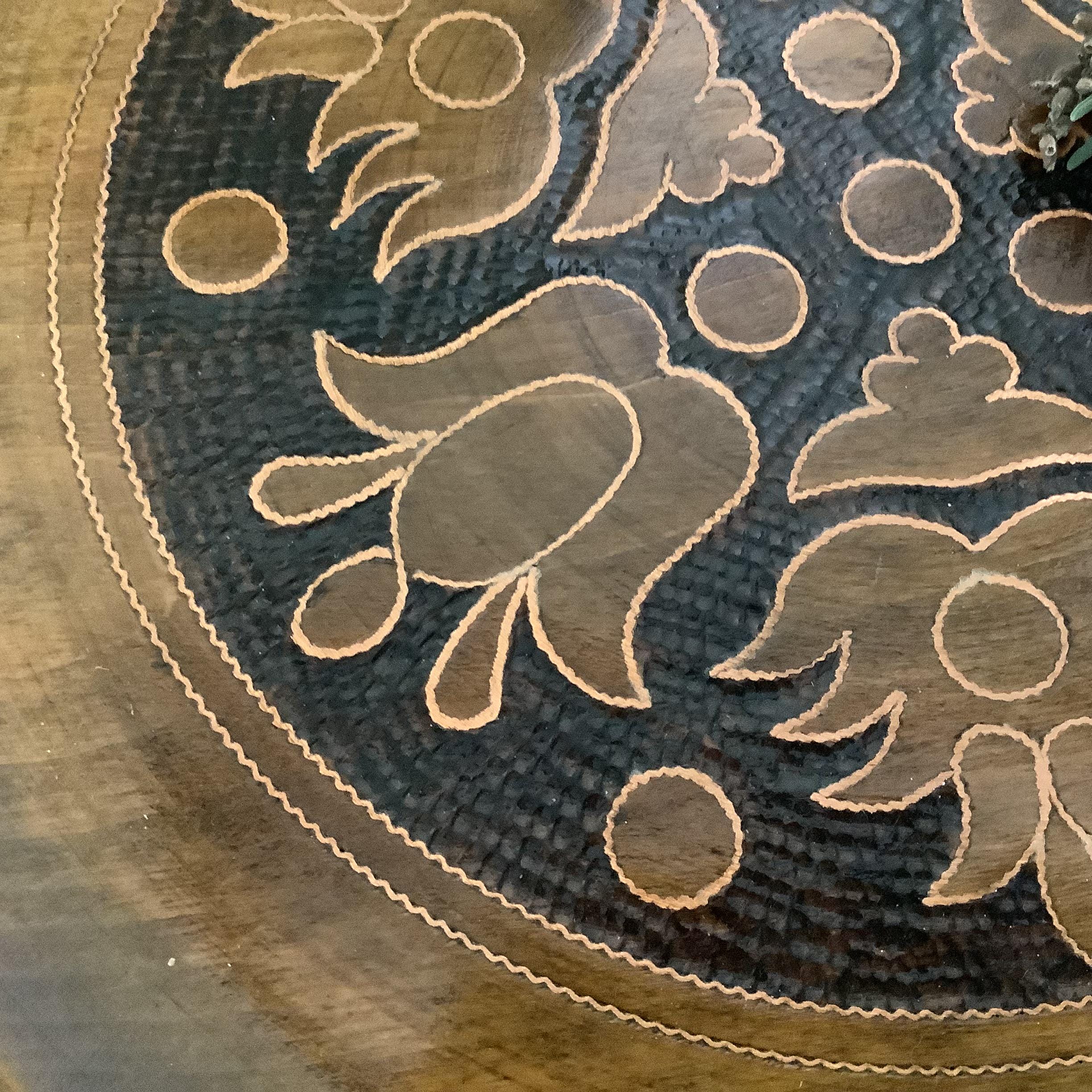 Pattern Plate Inlay Hand Carved Wooden Plate: Copper Inlay Polish Folk Art Deco - Etsy
