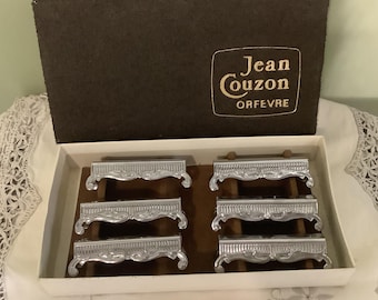 French Jean Couzon Knife Rests, Set of 6, Silver Plate French Tableware, Table Decor