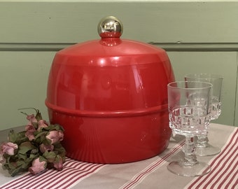 Retro Red Insulex Ice Bucket, 60s/70s, Barware, Made in England, Cocktail ice Bucket, Mid Century