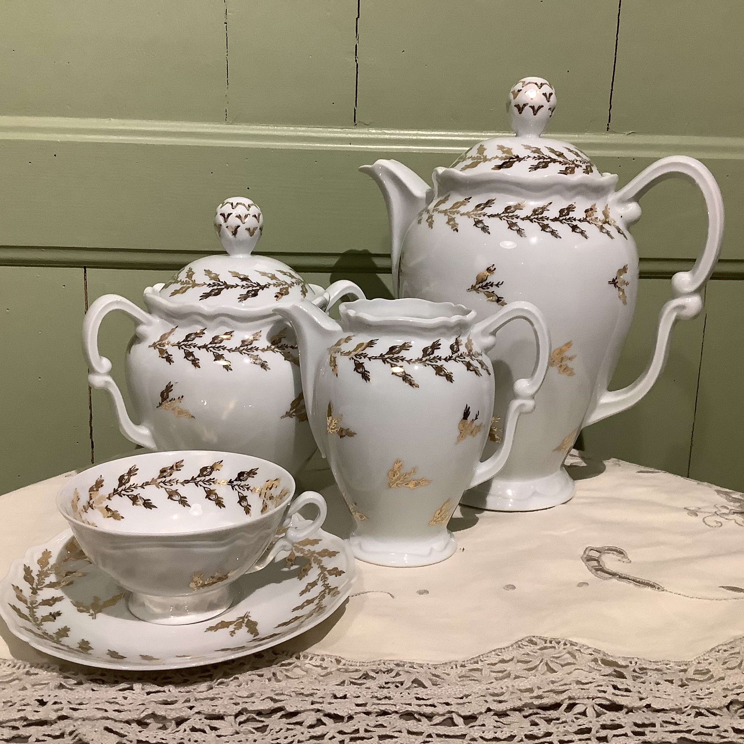 Limoges Porcelain Coffee Service Marcel Chaufriasse, Collectible