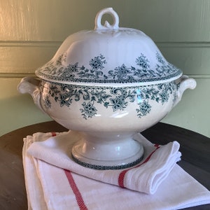 Antique French ironstone Tureen, Transferware, french decor, table setting