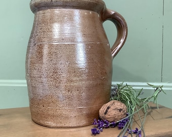 Jarra de confitura vintage francesa, gres esmaltado, decoración de cocina rústica francesa