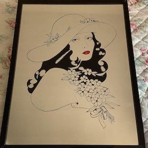 French Vintage Screen Print Wall Mirror: 1980s Retro Fashion Art