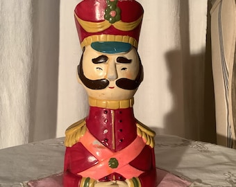 Vintage French Soldier Money Box, Hand Painted, French Decor, Piggy Bank