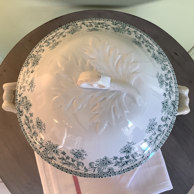 Antik fransk järnstensterrin, Transferware, fransk dekor, dukning bild 4