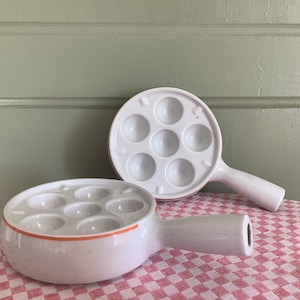 French Vintage Escargot Oven to Table Serving Plates, Porcelaine D’Art