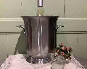 Cubeta de champán vintage francesa Guy Degrenne: vajilla de acero inoxidable