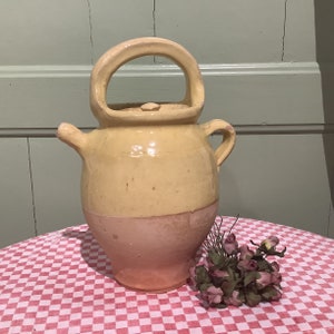 French Antique Small  Gargoulette Jug, Terracotta Water Jug, French Half Glazed Pottery Pot