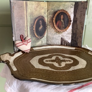 Large Italian Florentine Handmade painted  Wood Tray, Italian Decor, Ornate Tray, Mid Century Decor
