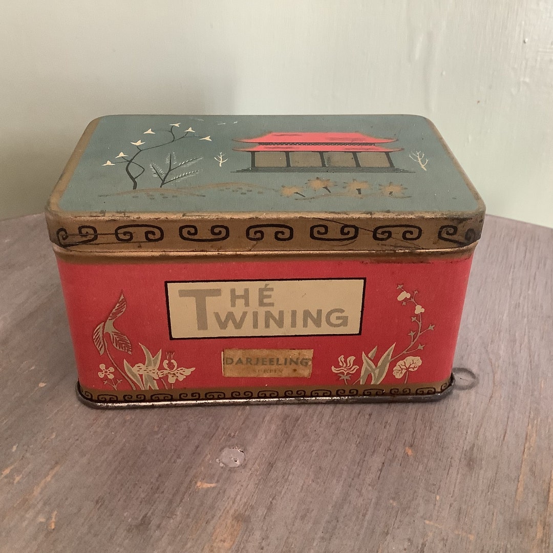 Vintage French Twining Tea the Tin Box, Darjeeling Tin Canister