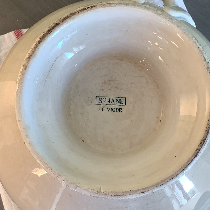 Antik fransk järnstensterrin, Transferware, fransk dekor, dukning bild 6