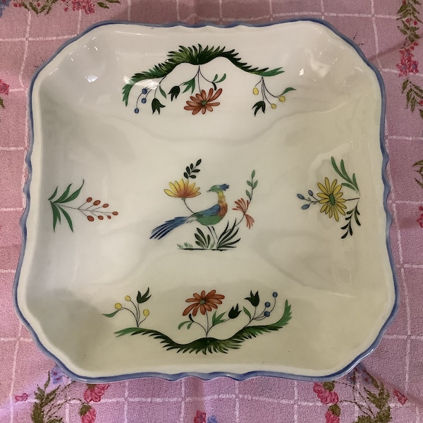 French Vintage GIEN Bowl, Oiseaux De Paradis Design, French Tableware, Vide Poche, Petite Coupelle