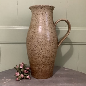 French Vintage Studio Pottery Pitcher, Large, Speckle Glaze, Mid Century French Pottery
