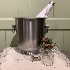 French Vintage Royal BB Champagne / Ice Bucket, Heavy Stainless Steel, French Tableware, French Barware, Cocktail Bar