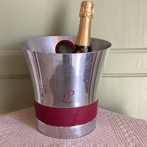 French Laurent Pierre Champagne Bucket, Designed by  Olivier Gagnère  ,Aluminium with Elastoner Band, Rare 1990’s Champagne Bucket