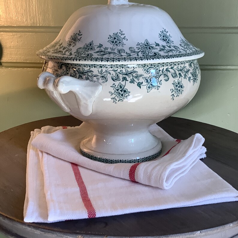 Antik fransk järnstensterrin, Transferware, fransk dekor, dukning bild 9
