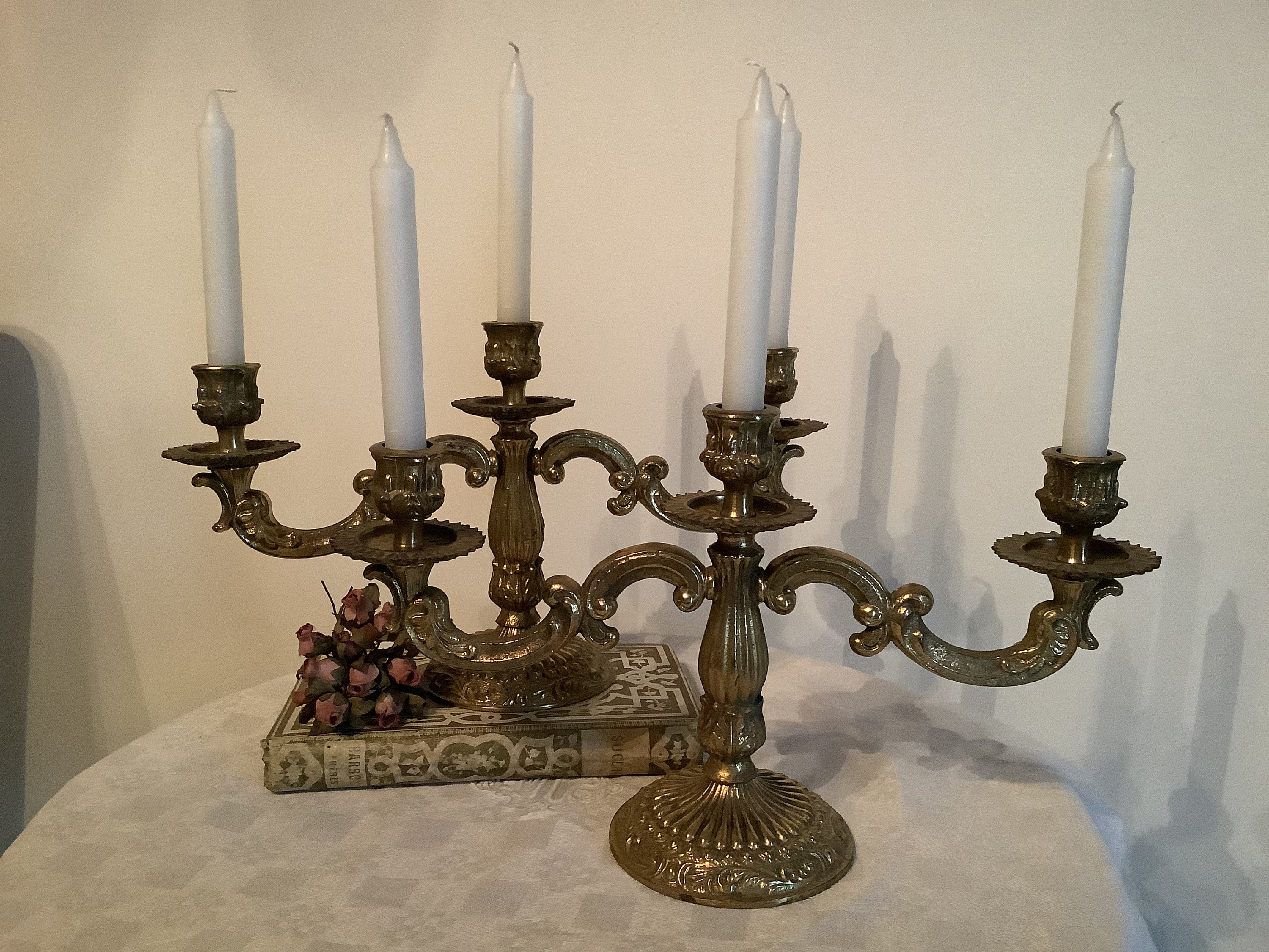 Paire de Chandeliers en Bronze Français Identiques, Cadeau Pour Elle, Mariage