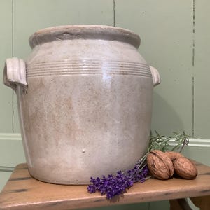 French Vintage Salt Glaze Confit Pot, 5 Litre Earthenware Pot,French Provençal Kitchen Decor,