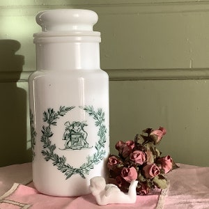 Vintage Italian White Opaline Glass Apothecary Pot, Chemist Display, Vintage Dressing Table