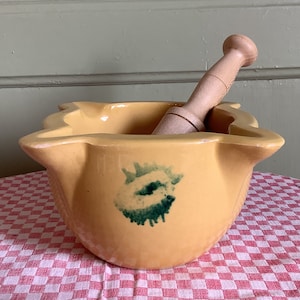 French Ceramic Vintage Pestle and Mortar, Large , Vintage French Kitchen, Kitchen Decor