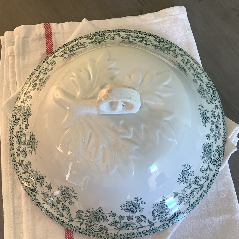 Antik fransk järnstensterrin, Transferware, fransk dekor, dukning bild 8