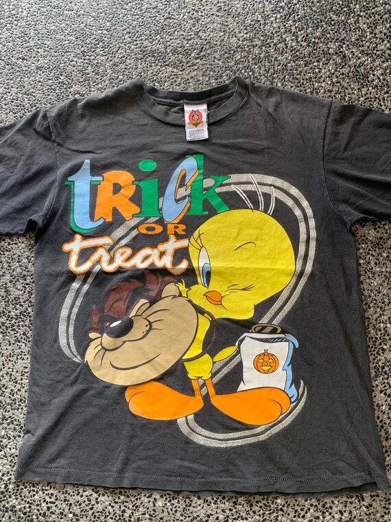Vintage 90s Looney Tunes Tweety and Taz Halloween Trick or Treat 