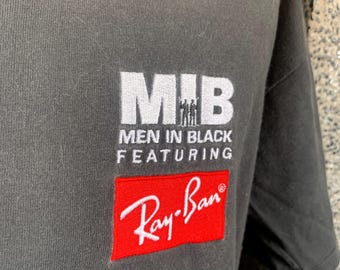 MIB vintage des années 90 pour hommes en noir avec t-shirt du film promotionnel Ray Ban