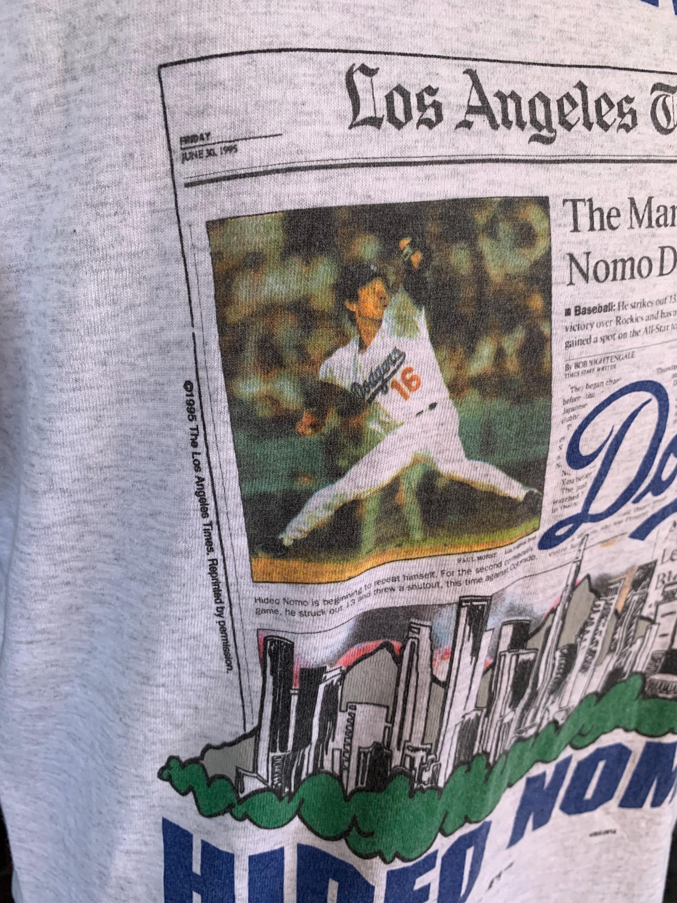 Vintage 90s Dodgers MLB Front Pages Hideo Nomo Tornado T Shirt - Etsy