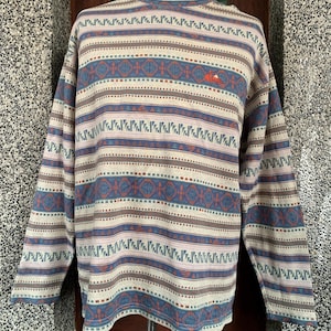 Vintage 90er Jahre Quiksilver Striped Surf / Surfing / Surfboards Langarm T Shirt