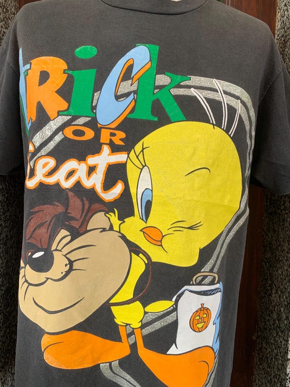Vintage 90s Looney Tunes Tweety and Taz Halloween Trick or Treat 