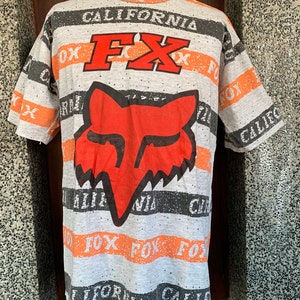 Camiseta gráfica vintage FOX California de los años 90 con estampado integral