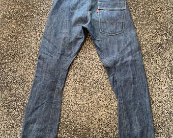 New Rare Levi's Engineered Twisted Leg Cinch Back Blue Denim Jeans