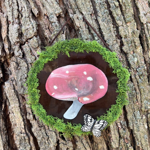 Mushroom Wall Hanging with Butterfly