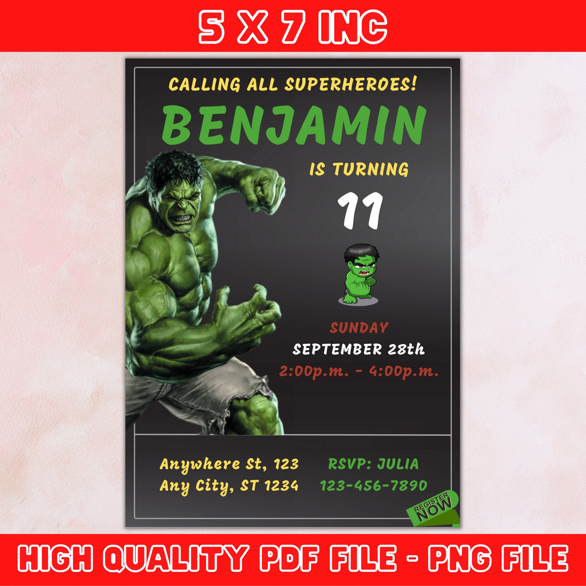 Hulk Birthday Party Invitation Hulk Invitation Hulk Birthday Etsy