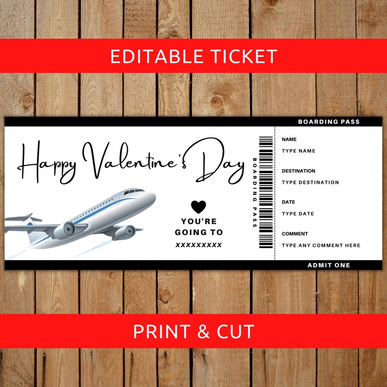 Invitations &amp; Announcements Paper Funny Valentines Gift Boarding Pass ...