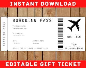 Fake Plane Ticket - Etsy