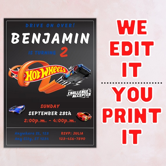 Hot Wheels Birthday Invitation Printable Birthday Invitation | Etsy
