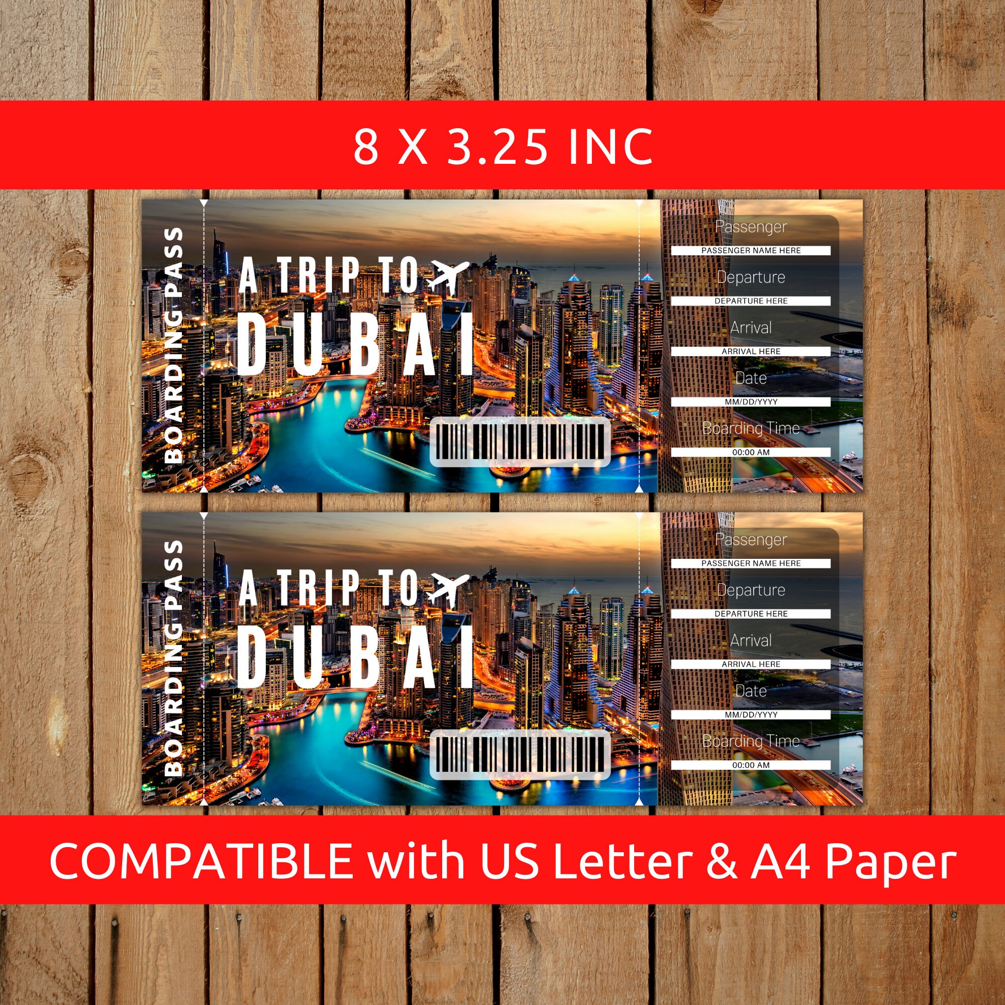 Dubai Boarding Pass Editable Printable Boarding Pass Etsy Australia