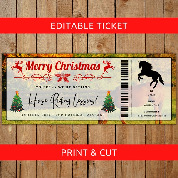 Horse Riding Lessons Gift Voucher Template Certificate Ticket Horseback Christmas Gift Printable Christmas Gift Experience EDITABLE Text Horse Riding Lessons Gift Voucher Template Certificate Ticket Horseback Christmas Gift Printable Christmas Gift Experience EDITABLE Text