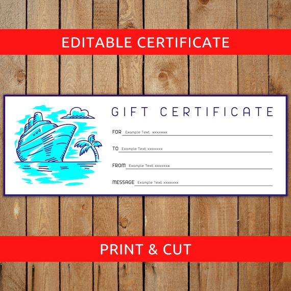 CRUISE GIFT Certificate Printable Surprise Gift Coupon Gift Etsy